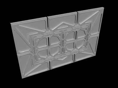 Grey Decorative Panel Featuring Geometric Square And Diamond Patterns Textured Surface Modular Design 3d model