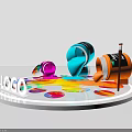 Colorful Paint Tubes Palette And Paintbrush With Vibrant Splatters And LOGO