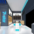 Modern Digital Store Interior With Electronics Display Phones Headphones And Lighting