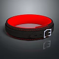 Fashionable Black Wristband With Red Inner Lining Red Stitching And Metal Buckle