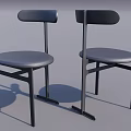 Modern Single Chair with Leather Seat and Black Metal Frame Design