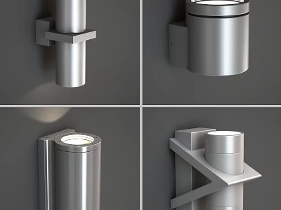 Modern Sleek Metallic Wall Lamp With Cylindrical Body And Geometric Bracket Design 3d model
