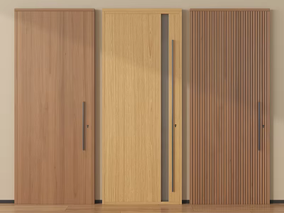 Three Different Design Wooden Swing Doors With Modern Styles And Textures 3d model