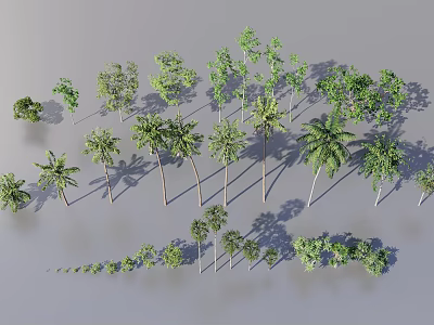 Diverse Green Plant Combinations with Trees Shrubs and Vines for Landscape Design 3d model