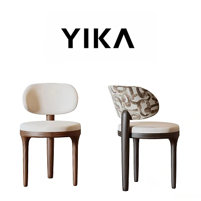 Modern Leisure Chairs With Upholstered Seats Wooden Legs And Patterned Backrest 3d model