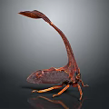 Interesting Insect With Long Tail Patterned Wings And Orange Legs On Dark Background 3d model