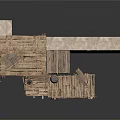 Traditional Building Under Construction With Stone Wall Wooden Scaffolding And Window Frames