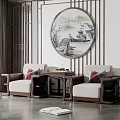 New Chinese Casual Sofa Combination Single Sofa Combination 3d model