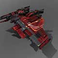 Red Sci Fi Style Spaceship With Complex Mechanical Structure And Weapon Systems In Space Aerospace 3d model