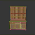 Traditional Wooden Cabinet With Upper Open Shelves And Lower Storage Drawers And Doors
