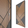Modern Wooden Swing Door With Geometric Lines And 2.1m Height Design