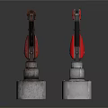 Red Industrial Mechanical Arms With Metal Bases And Articulated Joints Design