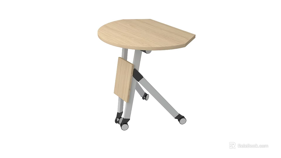 Functional Table with Wooden Top Wheeled Base and Adjustable Height Feature 3d model 