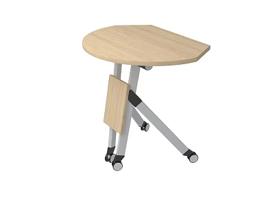 Functional Table with Wooden Top Wheeled Base and Adjustable Height Feature 3d model