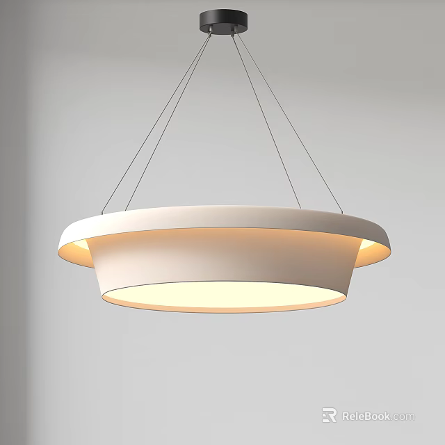 Modern Circular Pendant Light Hanging With Warm Glow And Sleek Design 3d model 