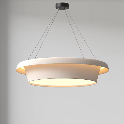Modern Circular Pendant Light Hanging With Warm Glow And Sleek Design 3d model