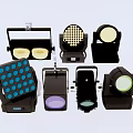 Various Stage Lighting Fixtures With Colorful LED Lamps And Black Casing Design