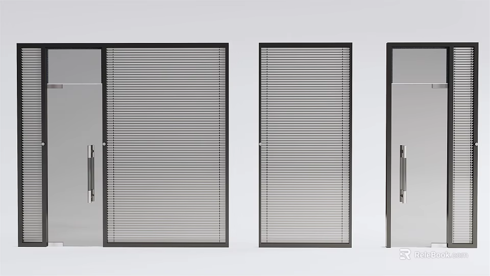 Contemporary Metal Doors Featuring Louver Design And Panel Variations 3d model