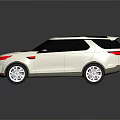 White SUV With Black Roof Modern Exterior Design Red Accents And Reflective Surface