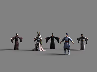 Detailed Ancient Game And Movie Characters With Multiple Figures In Traditional Costumes And Various Poses 3d model