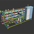 Industrial Equipment System With Pipes Valves Pumps And Control Cabinet Frame