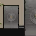 Stylish Modern Security Door Design With Intricate Geometric Patterns And Circular Metal Handle 3d model