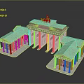 Historic Brandenburg Gate Model With Classical Columns Green Copper Roof And Quadriga Statue