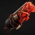 Flaming Weapon Featuring Metal Body Chains Blade And Fleshy Red Elements
