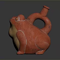 Red Ceramic Frog Sculpture With Chubby Body Slender Neck And Prominent Eyes