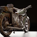 Vintage Motorcycle With Rusty Metal Body And Classic Design Details
