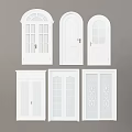 White Double Doors In Various Styles Featuring Arched Design For Home Interior 3d model