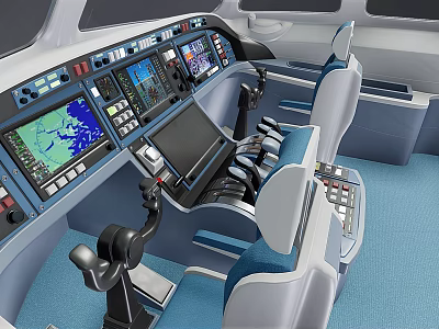 Commercial Cockpit Equipment With Advanced Control Panels Multiple Displays And Ergonomic Seats 3d model
