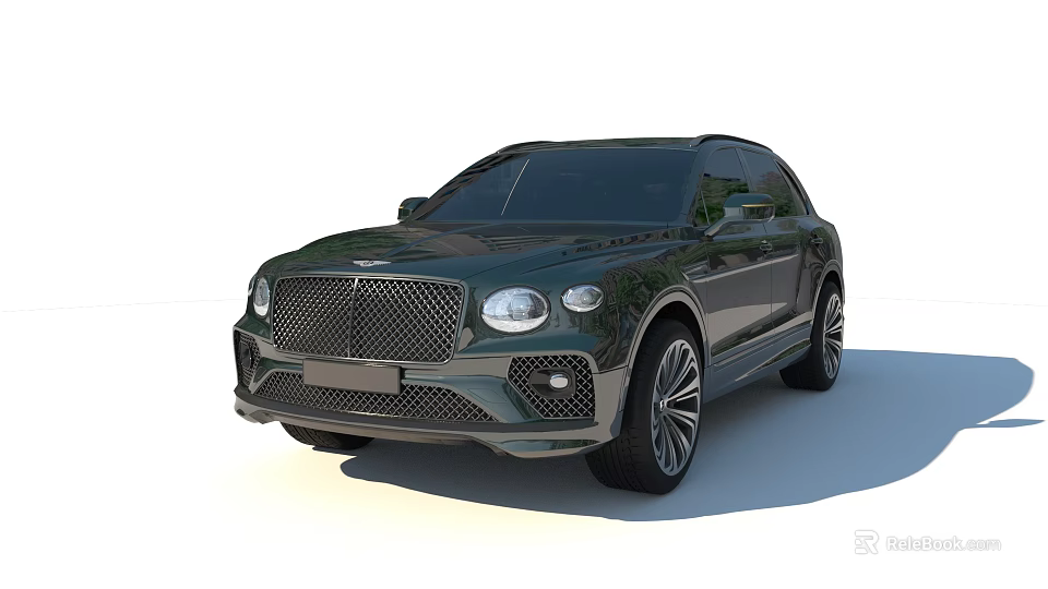 Dark Green Luxury SUV Car with Stylish Front Grille and Alloy Wheels 3d model 