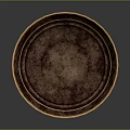 Round Textured Ceramic Plate With Dark Brown Surface And Golden Rim For Household Use