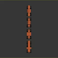 Orange Mechanical Vehicles Aligned In A Line With Multiple Wheels And Engineering Features 3d model