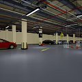Well Lit Parking Garage With Parked Cars Directional Arrows Orange Cones And Pillars