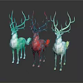 Three Stylish Colorful Decorative Deer With Artistic Antlers And Vibrant Patterns