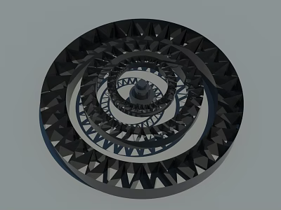 Intricate Black Spiral Geometric Structure With Concentric Layered Design Elements 3d model