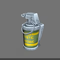 Smoke Grenade Weapon With Yellow Green Cylinder Body Metal Pin And Handle