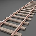 Railroad Track Structure With Wooden Ties And Rusty Rails For Road Infrastructure