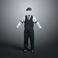Daily Life Clothing Set White Shirt Black Vest Gray Hat And Black Pants