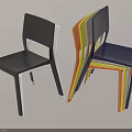 Modern Stackable Dining Chairs Featuring Black Single And Multicolor Stacked Designs 3d model