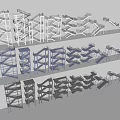 Staircase Models with Various Designs in White Blue Black Colors Displayed in Multiple Layers