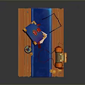 Wooden Workbench Interior With Blue Mat And Colorful Craft Tools
