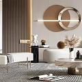 Modern Luxury Living Room With Sofa Coffee Table Sculpture And Lighting