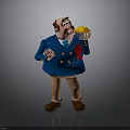 Elderly Man In Blue Coat With Red Bow Tie Holding Yellow Object