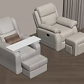 White Comfortable Massage Chairs With Ottoman In Modern Room Wooden Floor