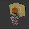 Sports Equipment Featuring Basketball Hoop With Yellow Backboard Black Rim White Net And Orange Ball