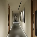 Clubhouse Entrance Area With Modern Design Circular Ceiling Lighting Decorative Painting Plant And Wooden Bench