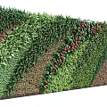 Lush Living Plant Wall With Green Foliage Red Flowers And Layered Design For Decoration